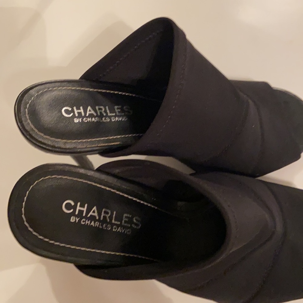 Black Open Toe, Open Back Heels. Sharp Looking On. - image 3